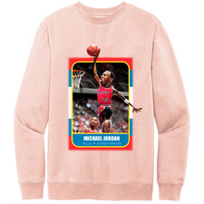 NEW Retro Kings MJ ROOKIE CARD ROSE PINK Crew Sweater SMALL-4XLARGE MADE IN USA