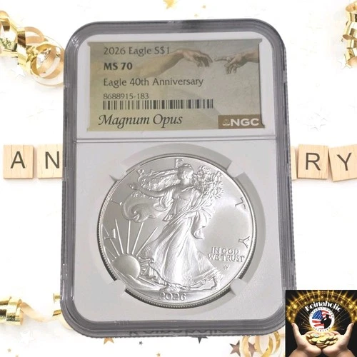 2026 $1 American Silver Eagle NGC MS70 MAGNUM OPUS Label 🔥Hot Off The Press