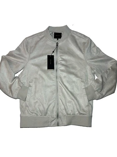 NWT Porter & Ash Faux Suede/Sueded Cream/Ivory Bomber Jacket Men’s Large - product listing photo