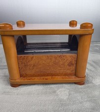 Vintage Executive Magnetic Kinetic Sculpture Burl Wood Gravity Ball Desk Art