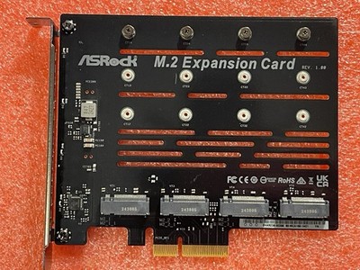 Asrock M.2 NVME SSD To PCIE X16 Adapter 4 Port Expansion Card Part 4x32Gbps