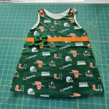 University of Miami Girls Sleeveless One-Piece Bodysuit 2T Green Orange Bow
