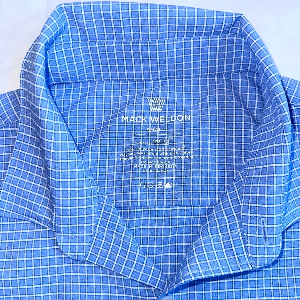 NWOT Men’s Small Mark Weldon SeaWool LS Button Down Blue Checkered Shirt