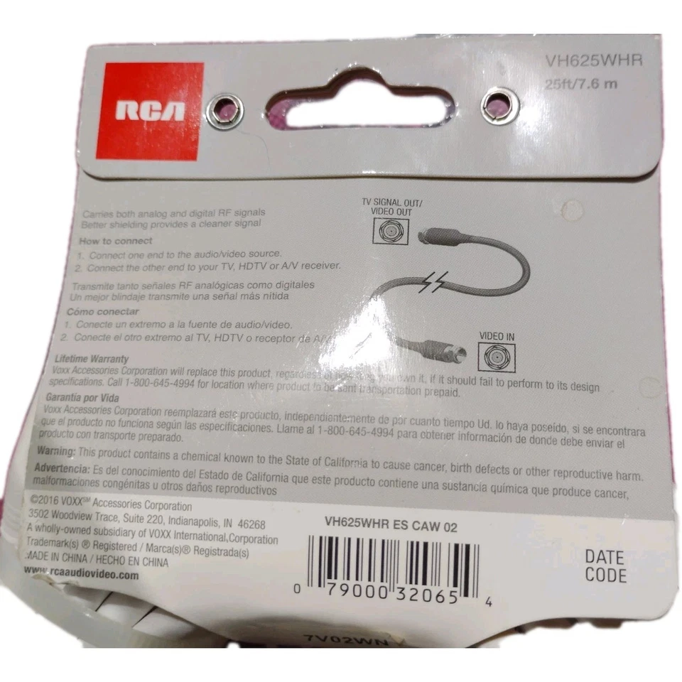 25ft Male to Male RG6 Coax Coaxial Cable White TV Antenna Satellite RCA New - Image 4 of 4