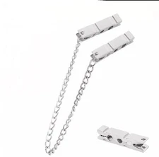 Clothespin Nipple Clamp Clip, Metal Stainless Steel Breast BDSM with Pull Chain