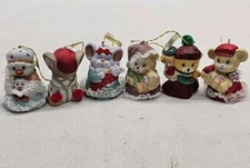JASCO CARING CRITTER CHIMERS Porcelain Bell  Christmas Ornaments Set VTG Lot 6