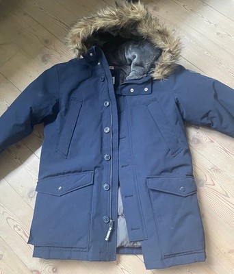 GAP Jungen Winter Daunen Jacke 164 Mantel Anorak Kapuze gefüttert Blau wie Neu