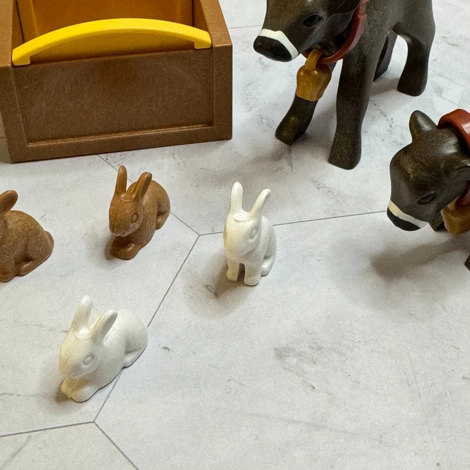 9+ Piece Playmobil Farm Animal Lot Calves with Bells Rabbits Plants Trough (?) - Image 4 of 4