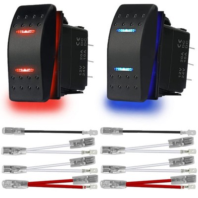 2 Stück Blau/Rot LED Licht Automatische Verriegelung Wippschalter Kippschalter Ein/Aus/Ein 3 Positionen