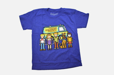 Scooby Doo Little Kids Mystery Machine Pixel Graphic Blue Shirt NWT Medium (5-6)