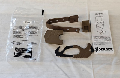 Gerber Seatbelt Strap Cutter Glass Breaker Knife 0870215C1 Brown Rescue Tool