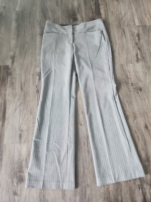 Express Editor Gray Pu Stripe Wide Leg Career Dress Pants 6R EUC