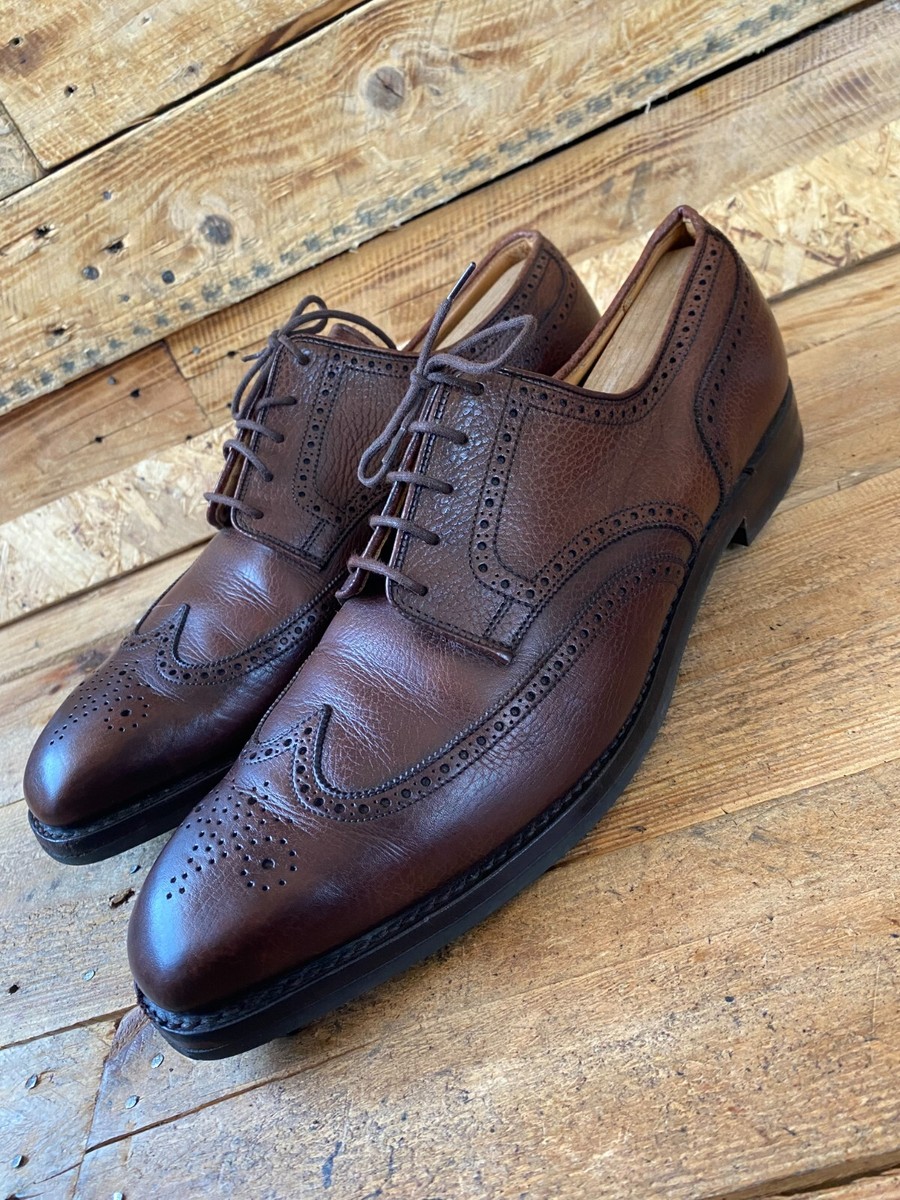 Crockett and jones Rugby brown pebble grain oxford leather shoes