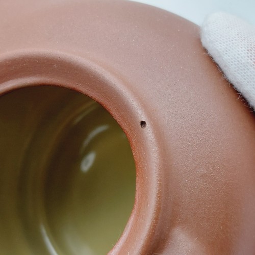 Pigeon Forge Pottery Brown Teapot Kettle Yellow/Green Interior Metal Handle - Picture 13 of 17