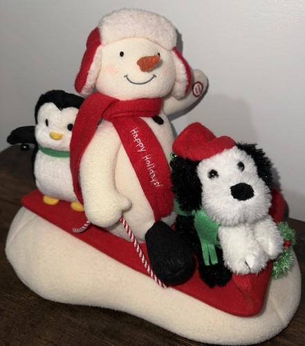 HALLMARK JINGLE PALS 2007 SNOW WHAT FUN SLED ANIMATED SNOWMAN PENGUIN DOG PUPPY - Picture 4 of 7