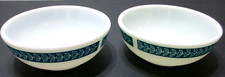 Vintage Pyrex Glass Bowls PAIR  705 Grecian Turquoise Laurel Leaf Band 5 1/2" D