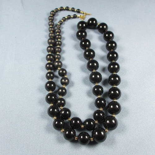 Monet Black Graduated Bead Necklace 