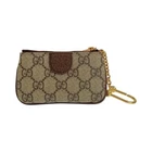 Porte clés porte monnaie GUCCI Ophidia Web Stripe 671722 unisexe marron gris