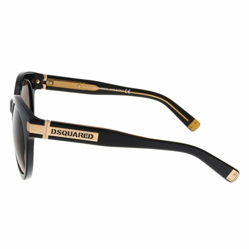 Óculos de sol DSQUARED2 DQ0134 01F preto ousado redondo plástico Itália 52-22-135 DQ 0134 - Imagem 4 de 4