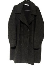 Justfab Grey Double Breasted Heavy Textured Mixed Blend Fabric Coat Xxl
