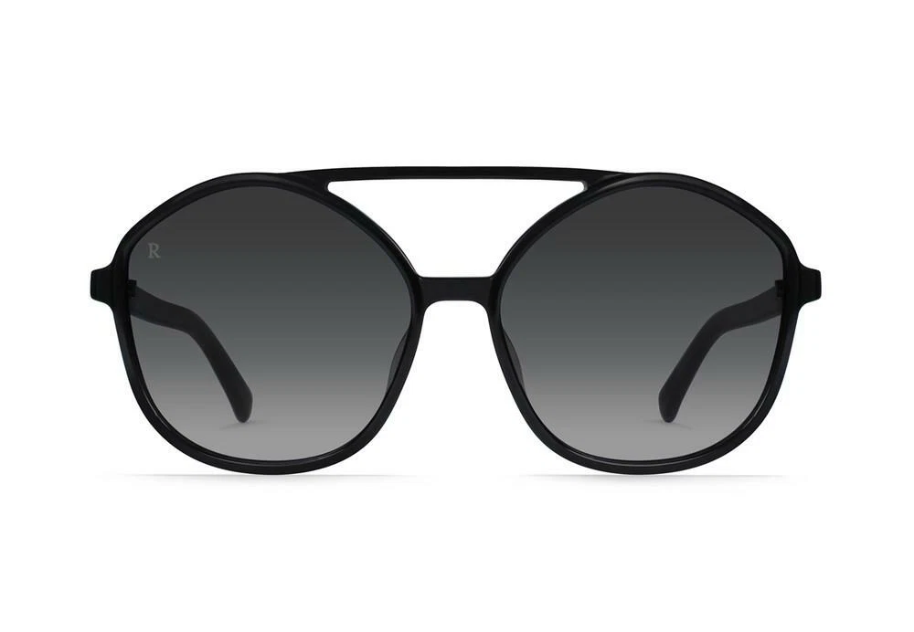 RAEN TORREY Round AVIATOR SUNGLASSES with BLACK Frame SMOKE Gray GRADIENT Lenses