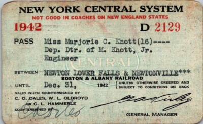 #ad 1942 New York Central System Railroad Pass Engineer $13.01