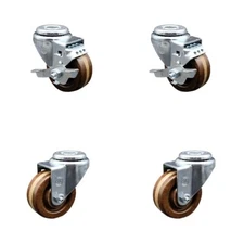 3 Inch SS High Temp Phenolic Wheel Swivel Bolt Hole Caster Set with 2 Brake SCC