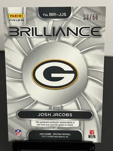 2024 Panini Spectra Josh Jacobs Brilliance Patch Neon Blue Prizm 38/50 Packers - Bild 3 von 3