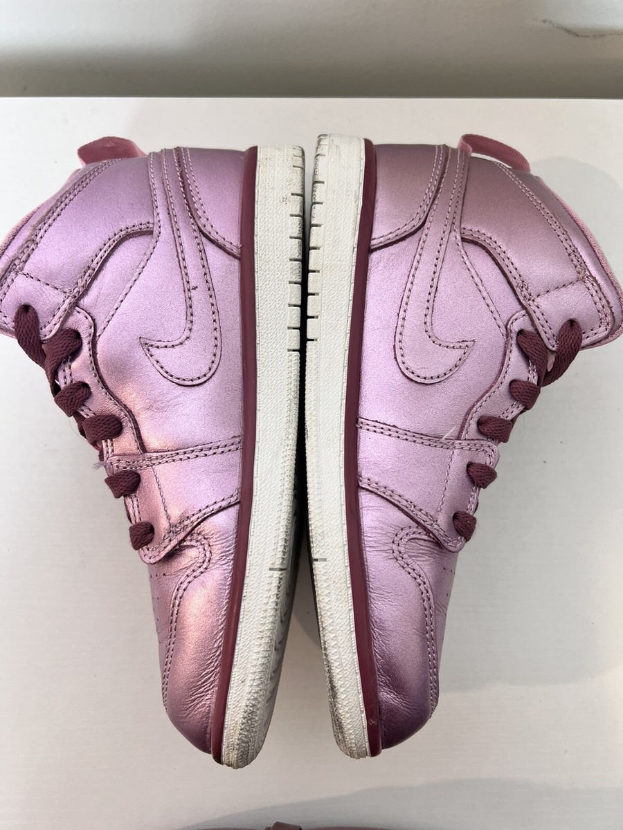 NIKE AIR JORDAN 1 SE GS Metallic Rose Pink Mid Sneaker AV5174-640