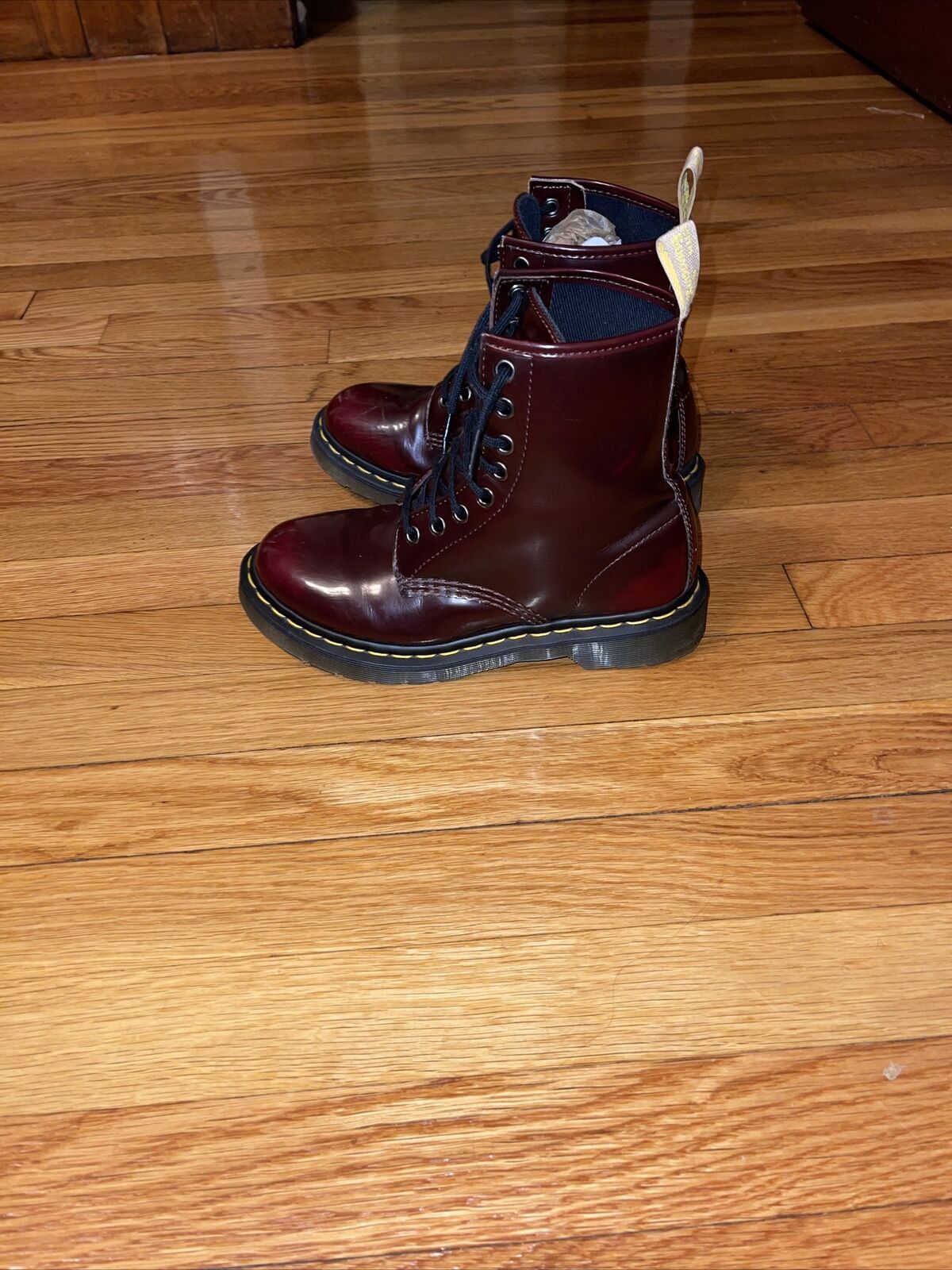 Dr. Martens 14585 Womens 6/37 Glossy Red Patent Leather Ankle Boots