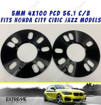 Passend für Honda Radabstandshalter 5 mm Civic Jazz schwarz Legierung Nabe zentriert 4x100 56,1 x2