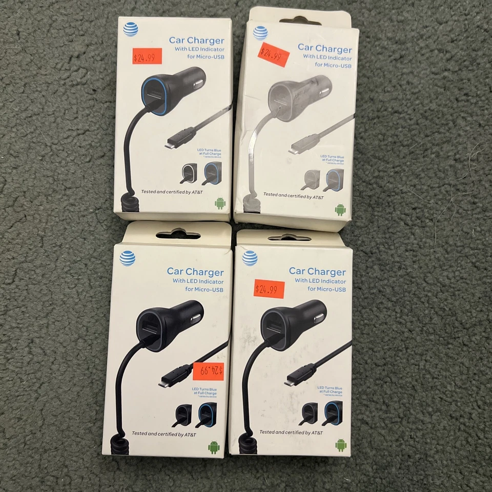 New AT&T Fast 4.8Amp Certified Micro USB Car Charger w/ Extra USB Port - Black - Image 3 of 3