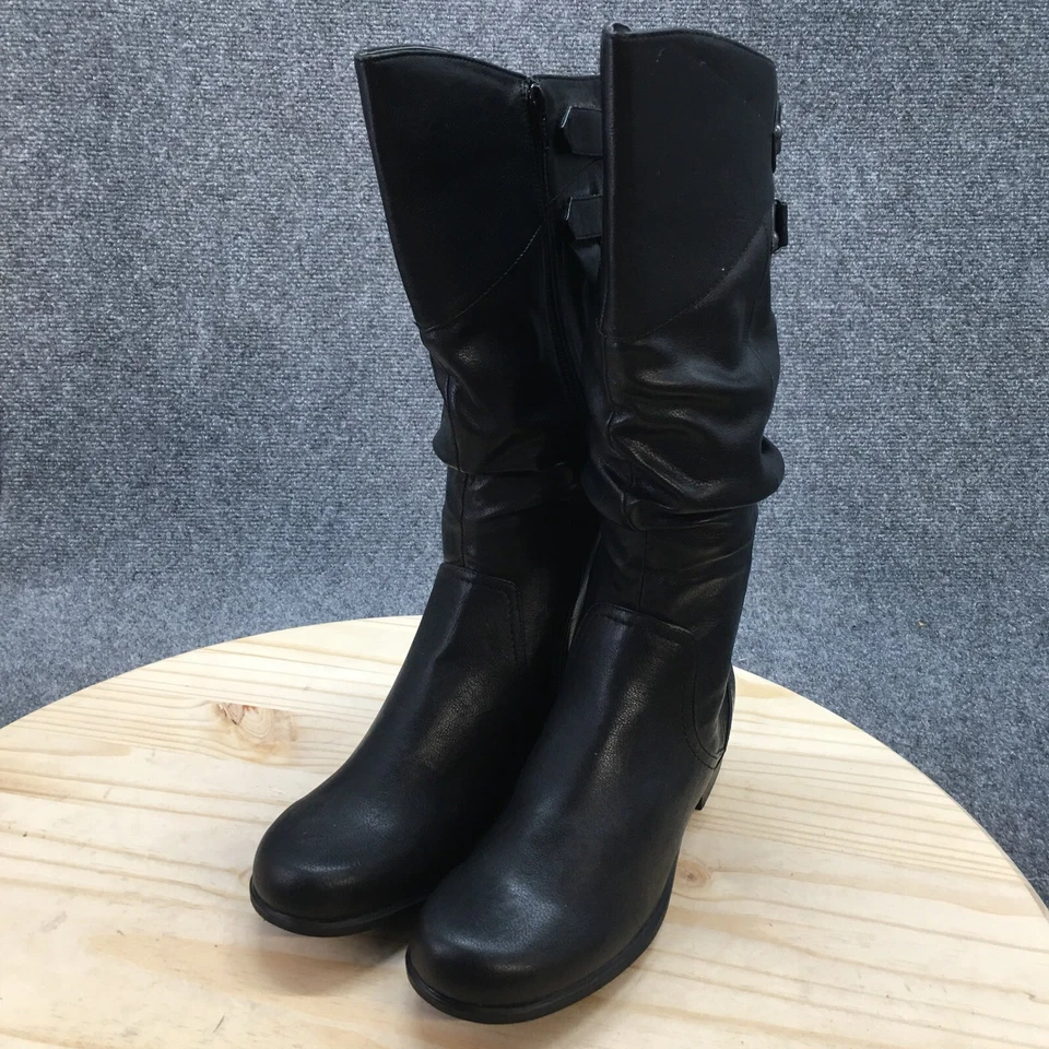 Botas Hush Puppies para mujer 8,5 Moyen altas para montar negras bloque a mitad de la pantorrilla HW05231-001 Foto 3 de 4