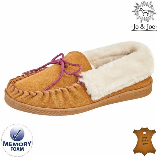 Ladies Leather Slippers Real Suede Sheepskin Fur Lined Womens Memory Foam Shoes - Picture 18 of 22