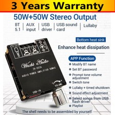 50Wx2 Bluetooth Power Amplifier Board Stereo Two-Channel Audio Power Amp Module 