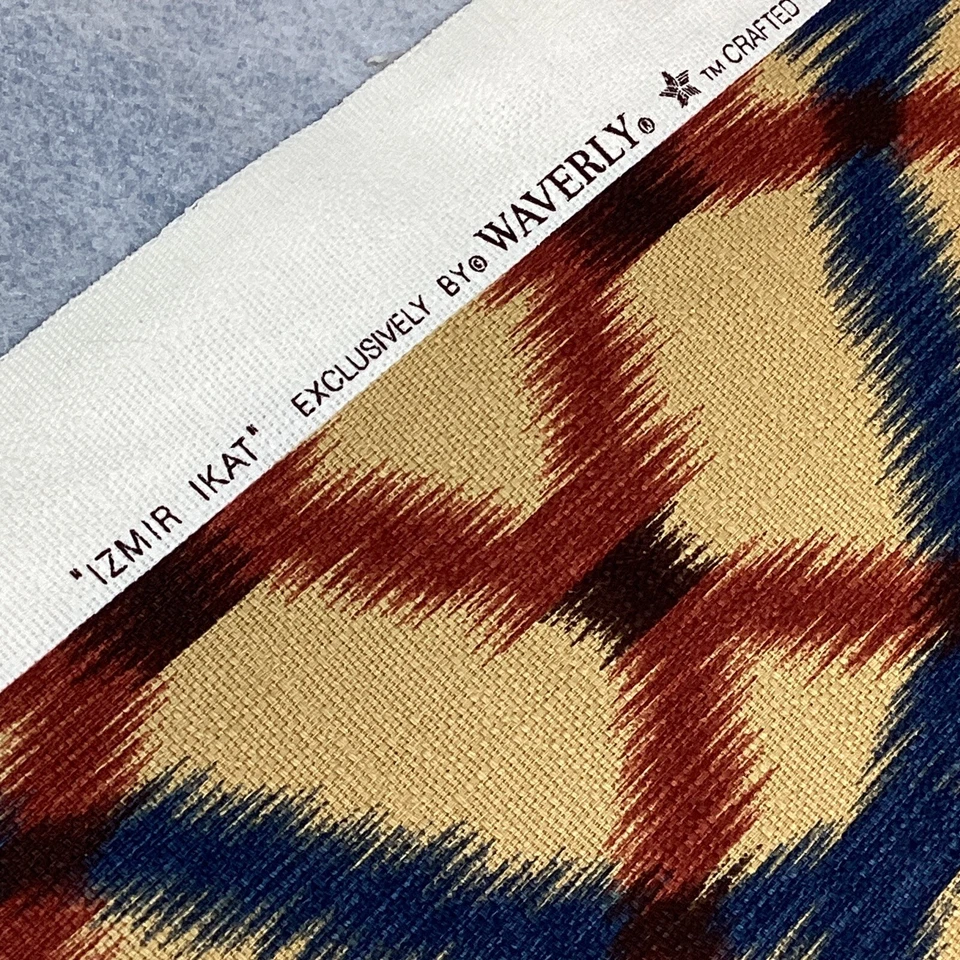 Tela decorativa Waverly "Izmir Ikat" verde azulado óxido 56" x 6,5 yardas 2 piezas 100 % algodón Foto 4 de 4