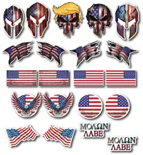 21 3M small Hard Hat American Flag Decal Sticker Trump Skull Molon Labe Hard Hat