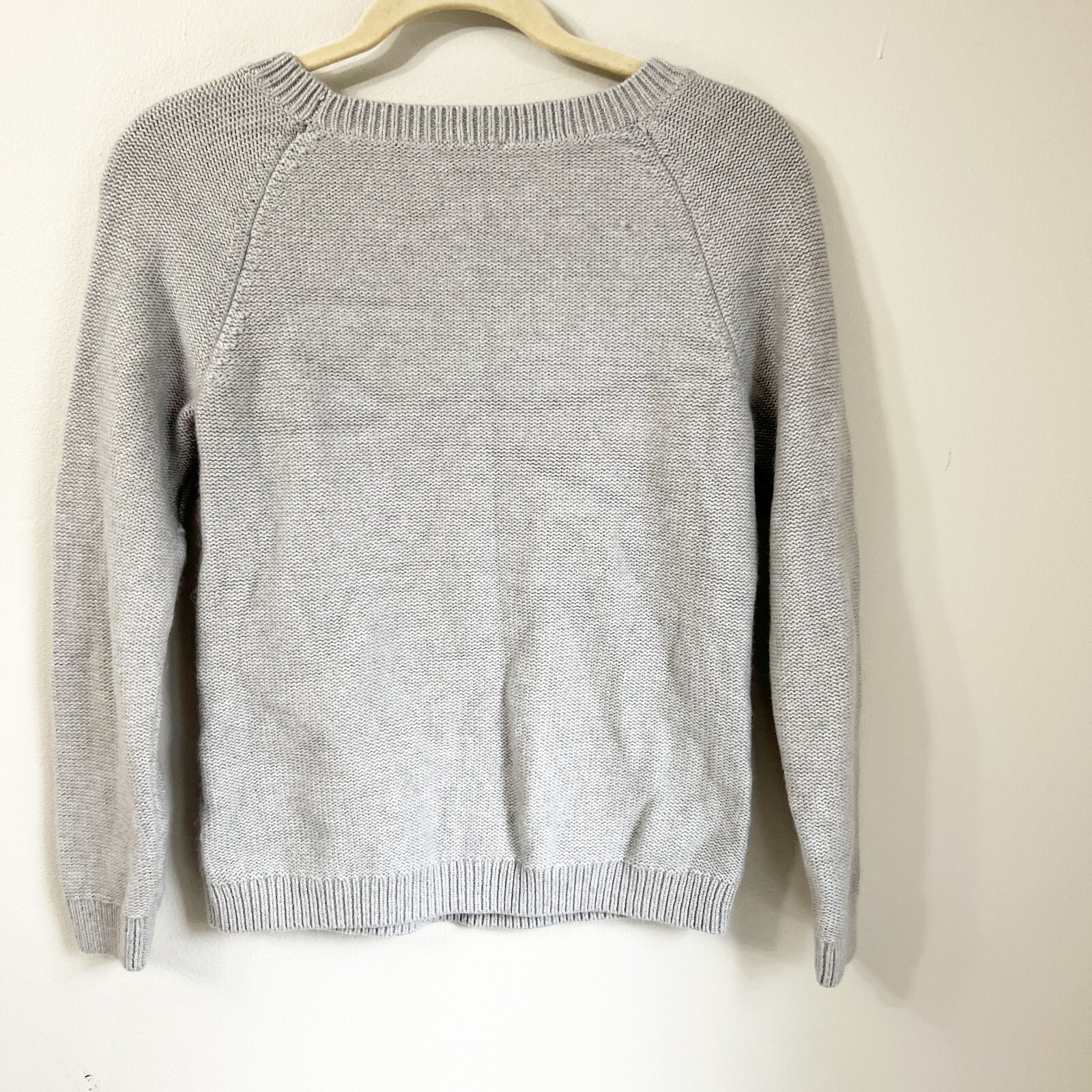 Talbots Sweater Women Gray Small Cable Knit Angora Crew Long Sleeve Pullover