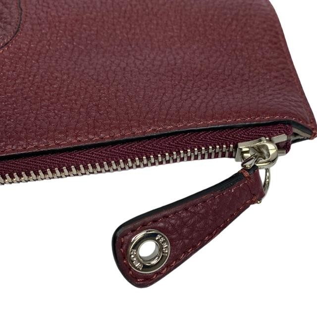 FENDI Clutch Bag Second Bag Leather Bordeaux Multicolor Zip