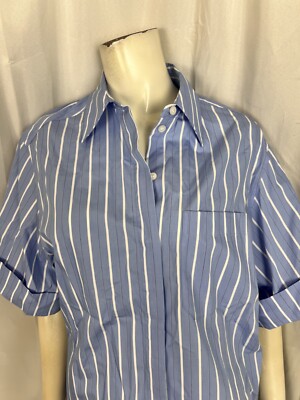 COS oversize poplin mini shirt dress blue white striped size 2 NEW | eBay