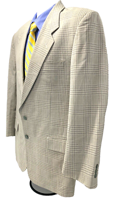 BROOKS Hill LIGHt GRAY Ivory Beige CHECK PLAID SPORT COAT BLAZER ...