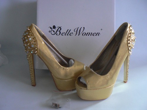 BELLE WOMEN BORCHIE ORO Scarpe con Plateau e Tacco Punta Aperta Uk 3-EU 36  NUOVO IN SCATOLA | eBay