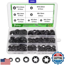 Ruibapa 290 PCS Internal Tooth Starlock Washers 7 Size Push On Locking Washer