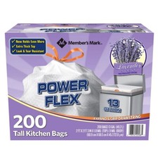Member's Mark LAVENDER Power Flex Tall Kitchen Drawstring Trash Bags 13 GALLON