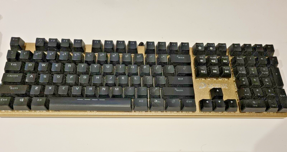 Dareu 108 Mechanical Gaming Keyboard Wired Blue LED Gold Clicky Keys