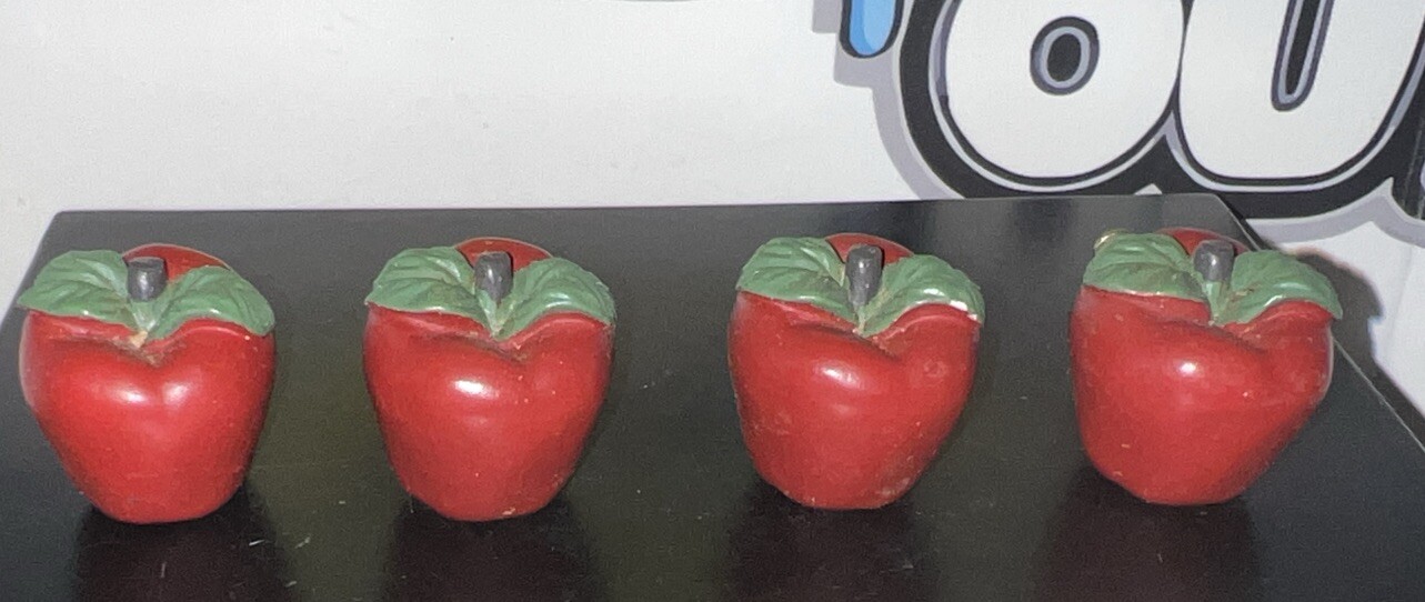 Red Apple Cabinet Door / Drawer Pulls Knobs Set of 4 Includes Hardware