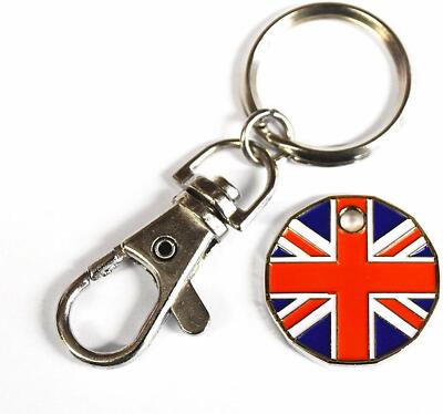 Union Jack Flagge Design Einkaufen Trolley Token Münze Schlüssel Ringe Idee Neu