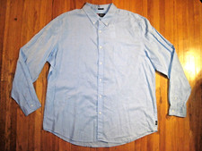 Chaps Easy Care Blue Stream Linen Blend Long Sleeve Oxford Dress Shirt 2XL NWT