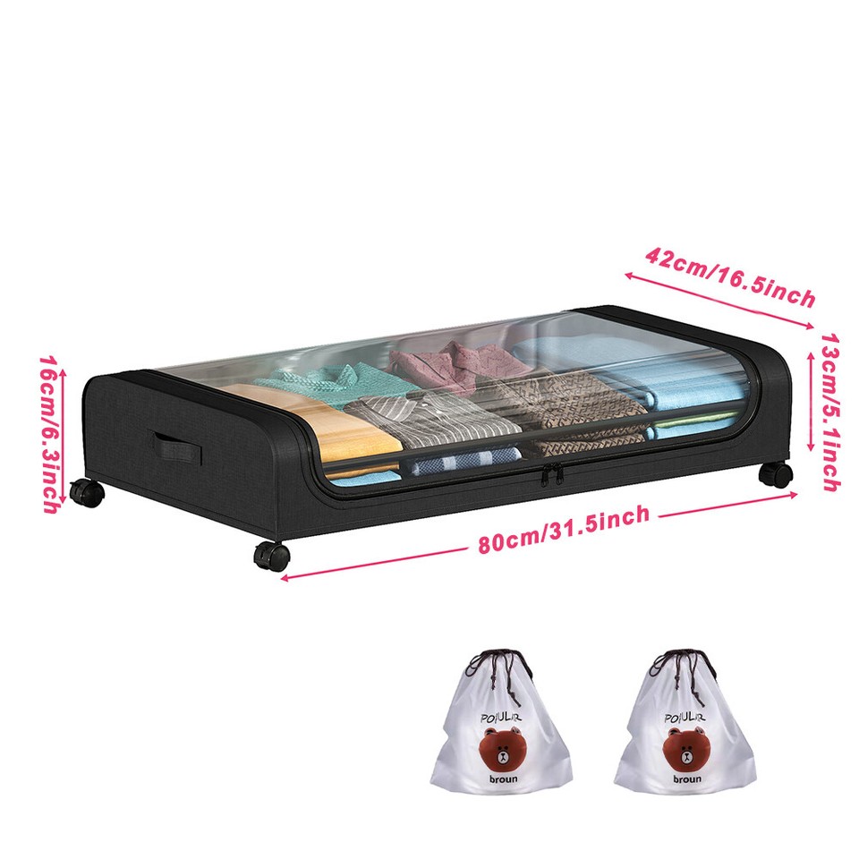 Organizer Under Bed Storage Container with Wheels Clothes Drawer
