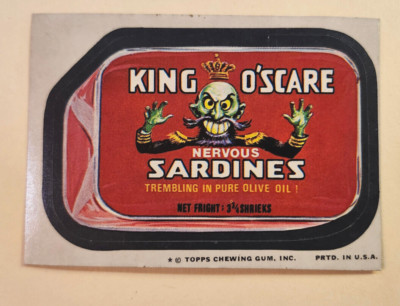 TOPPS WACKY PACKAGES KING O'SCARE Sardines Tan Back 11th 1974 *Topps Chewing Gum